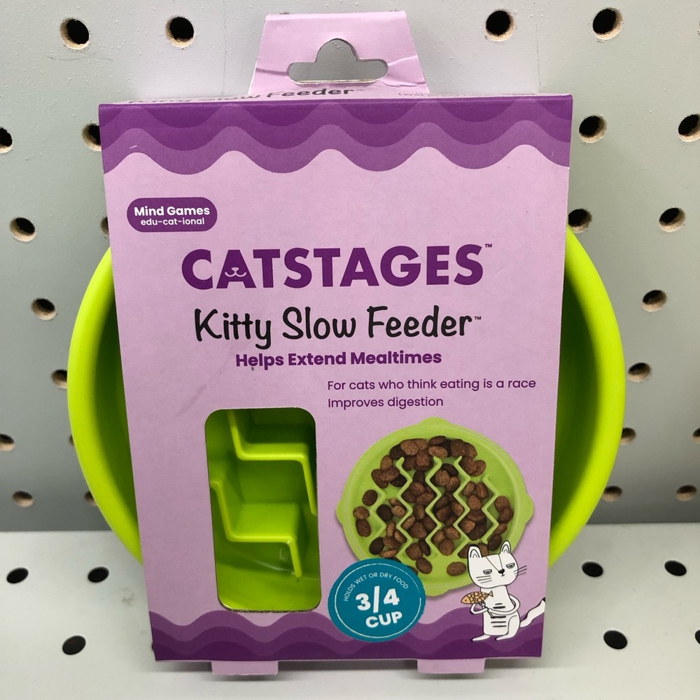 NEW PETSTAGES CATSTAGES Kitty Slow Feeder Bowl Cat Green 1 Bowl